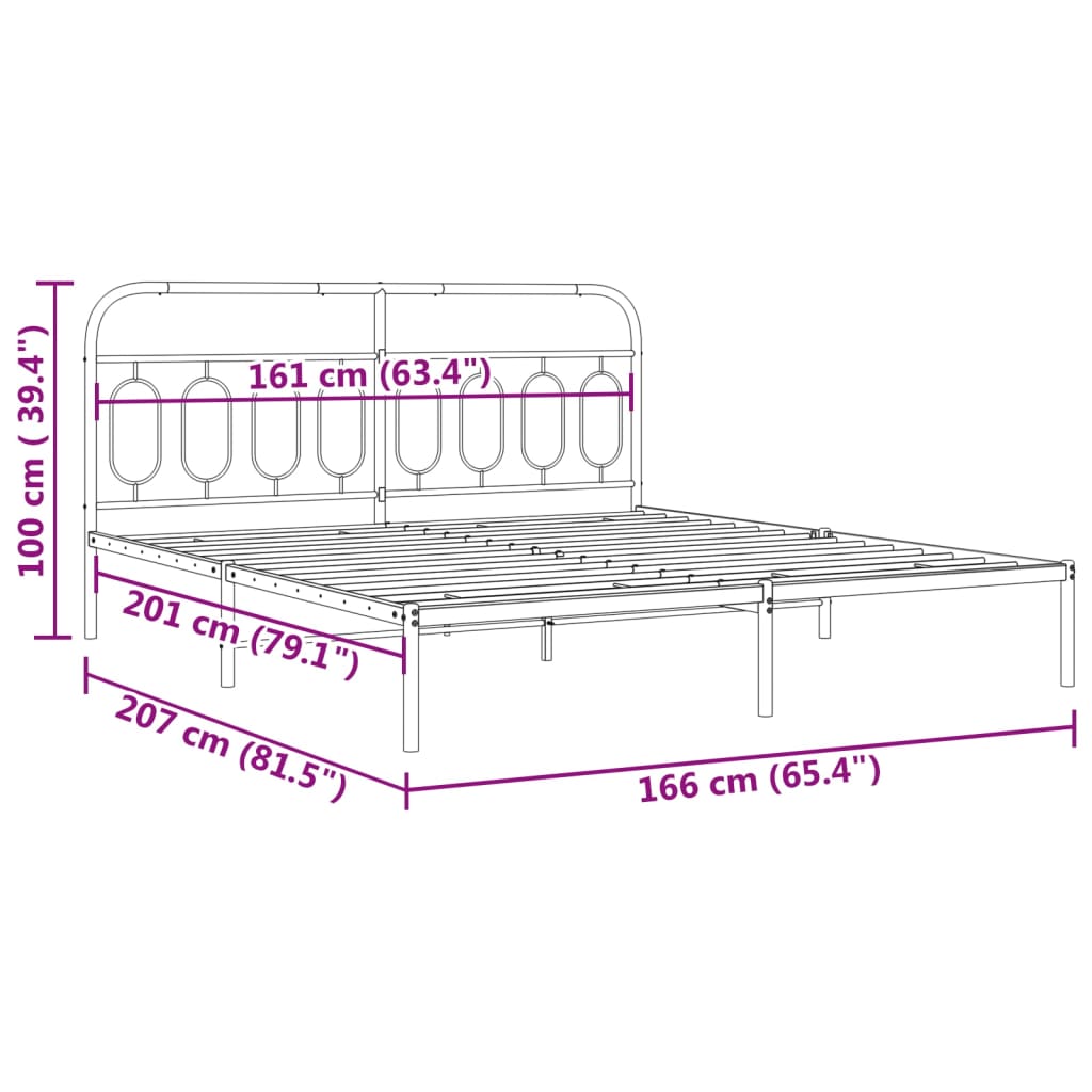 Estrutura de cama com cabeceira 160x200 cm metal branco