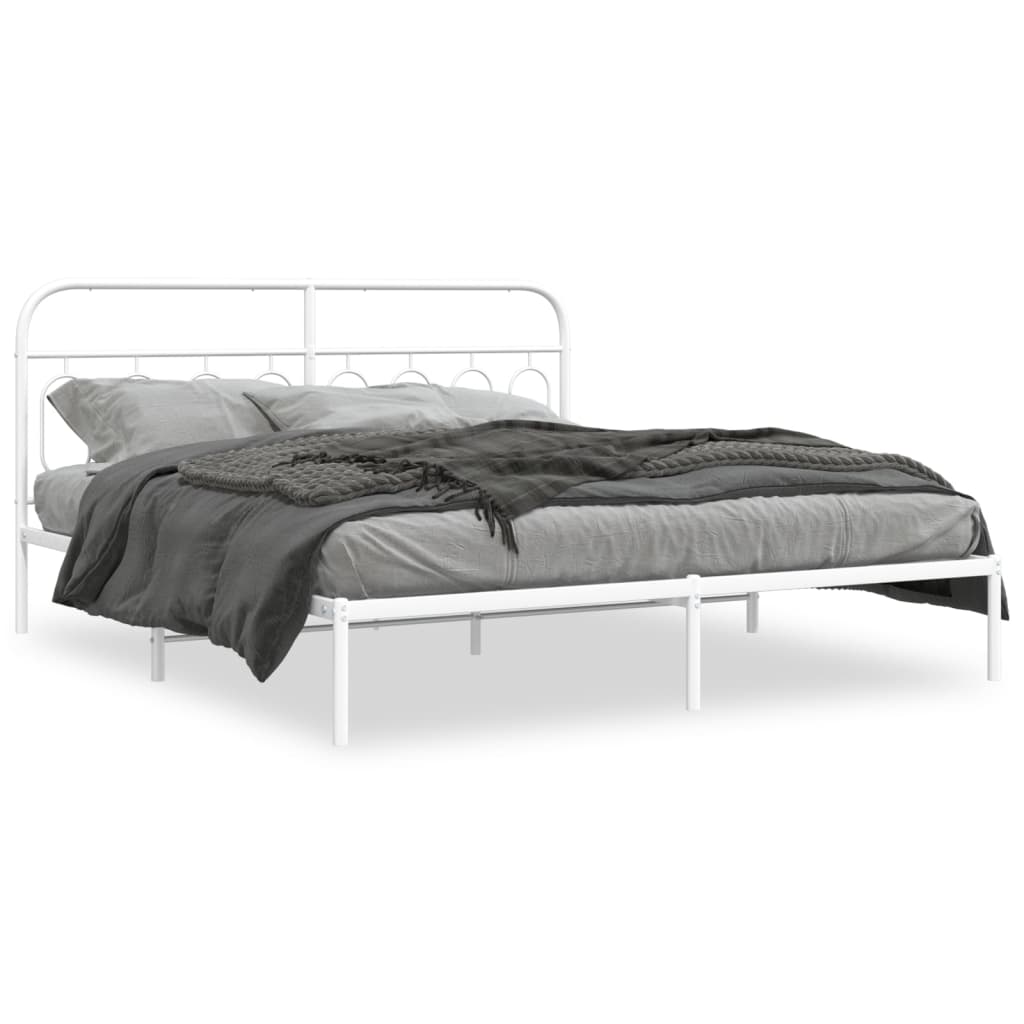 Estrutura de cama com cabeceira 160x200 cm metal branco