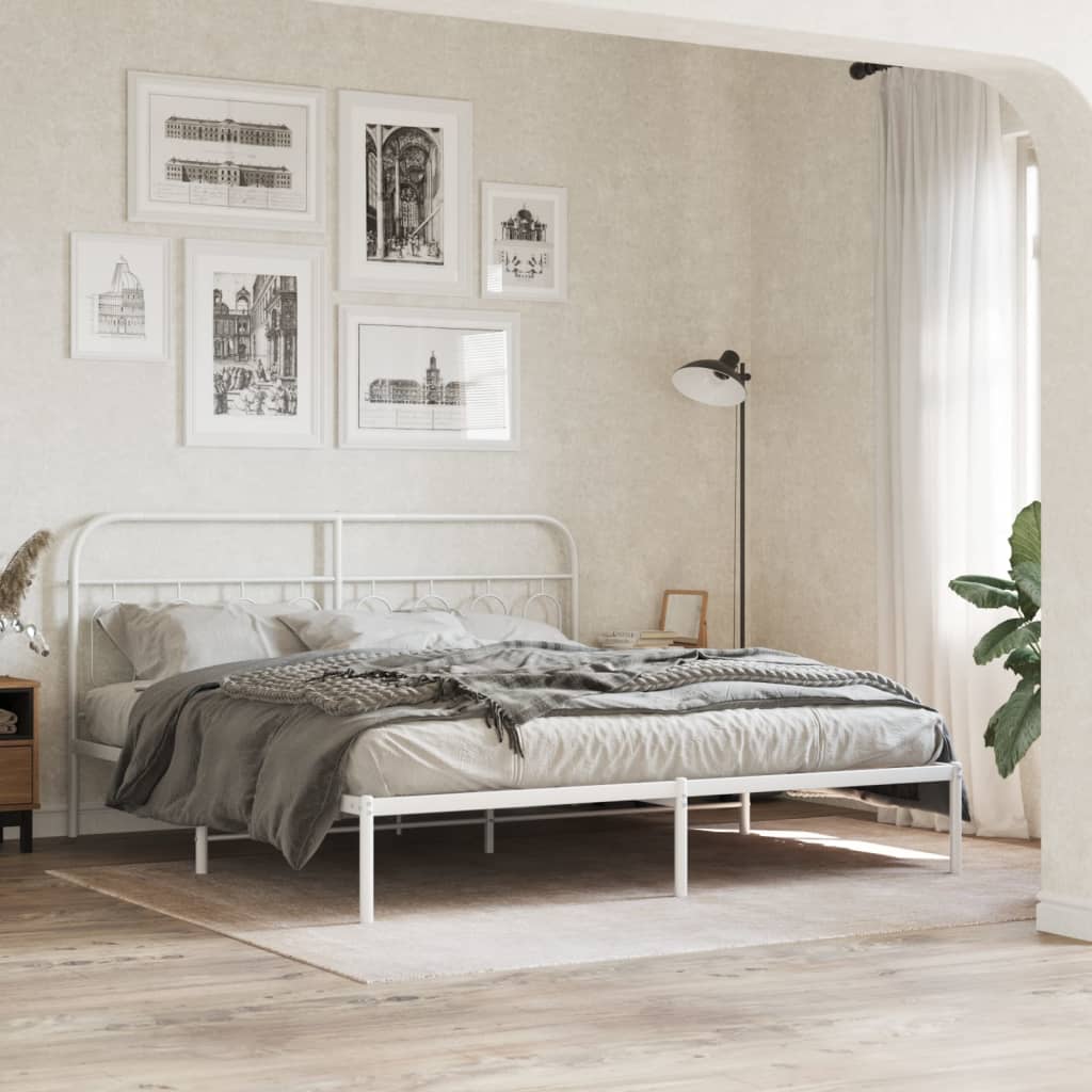 Estrutura de cama com cabeceira 180x200 cm metal branco