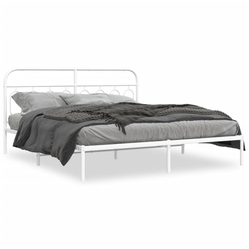 Estrutura de cama com cabeceira 180x200 cm metal branco