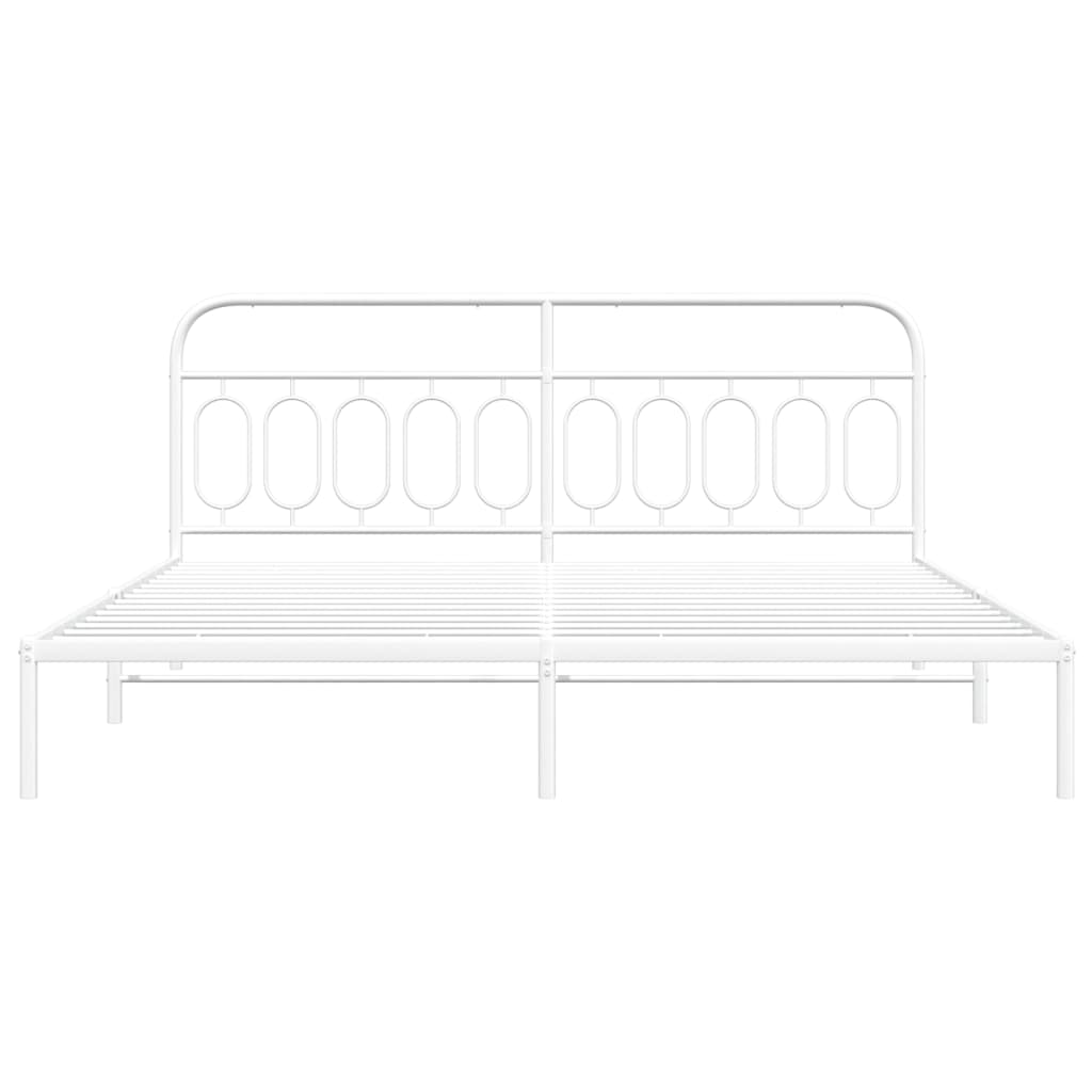 Estrutura de cama com cabeceira 200x200 cm metal branco