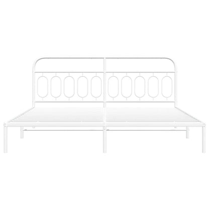 Estrutura de cama com cabeceira 200x200 cm metal branco