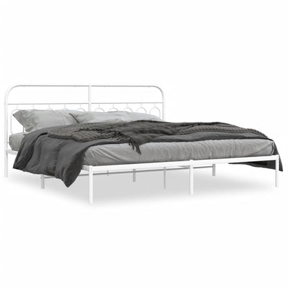 Estrutura de cama com cabeceira 200x200 cm metal branco