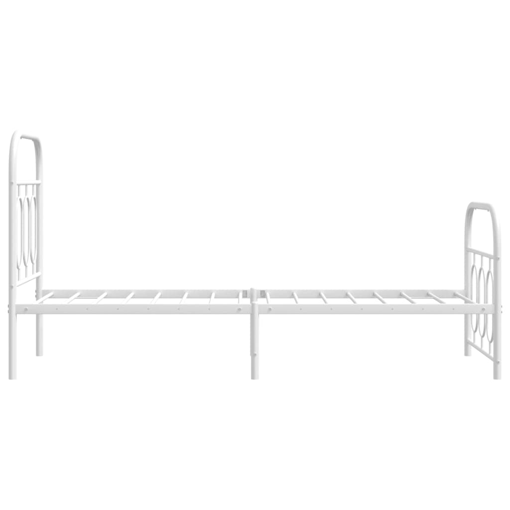 Estrutura de cama com cabeceira e pés 75x190 cm metal branco