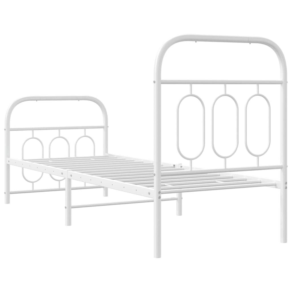 Estrutura de cama com cabeceira e pés 75x190 cm metal branco