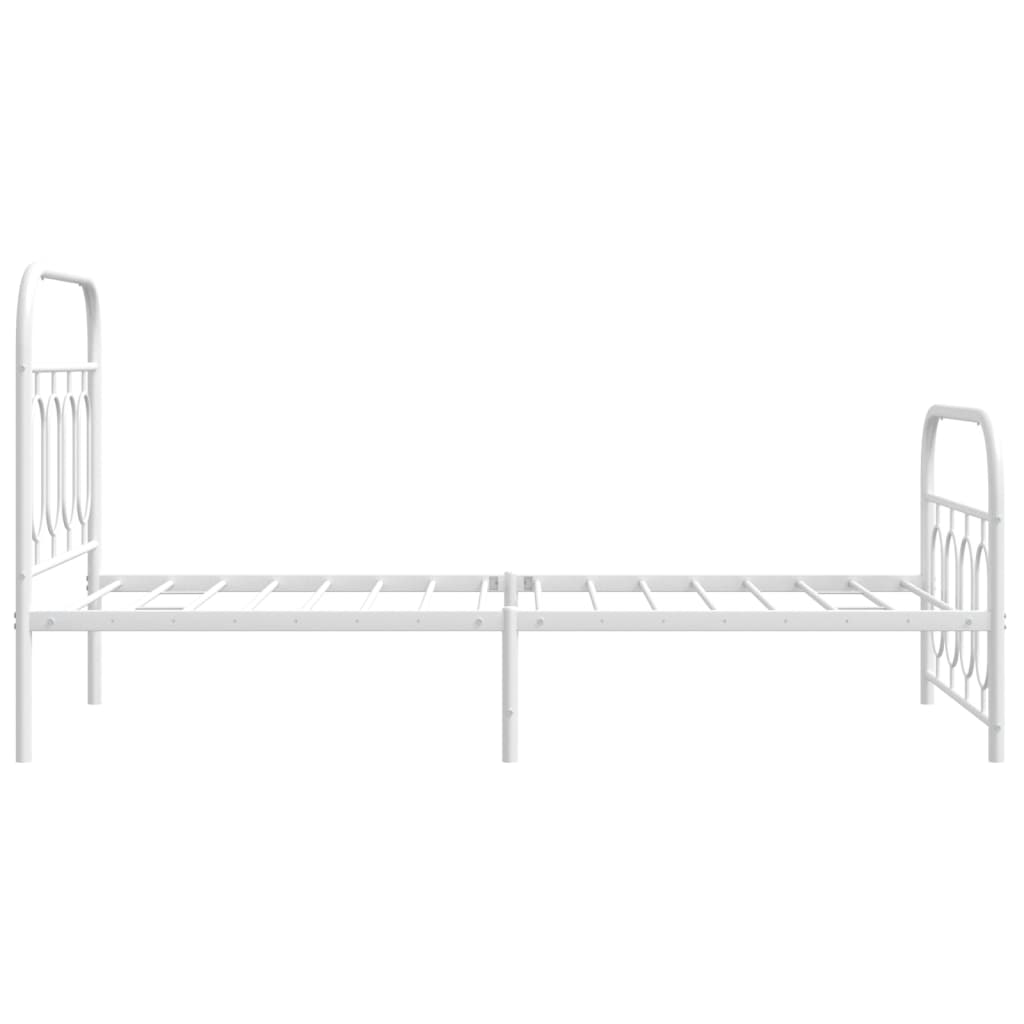 Estrutura de cama com cabeceira e pés 90x190 cm metal branco