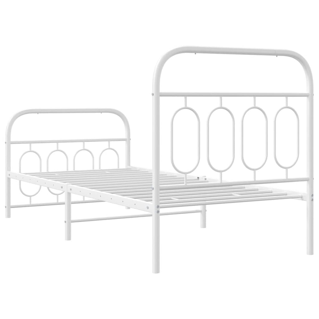 Estrutura de cama com cabeceira e pés 90x190 cm metal branco