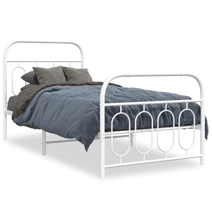 Estrutura de cama com cabeceira e pés 90x190 cm metal branco