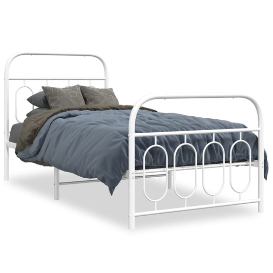 Estrutura de cama com cabeceira e pés 90x200 cm metal branco