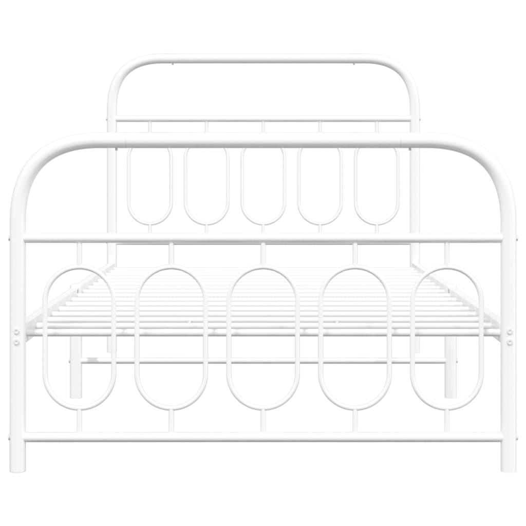 Estrutura de cama com cabeceira e pés 100x190 cm metal branco