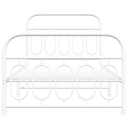 Estrutura de cama com cabeceira e pés 100x190 cm metal branco