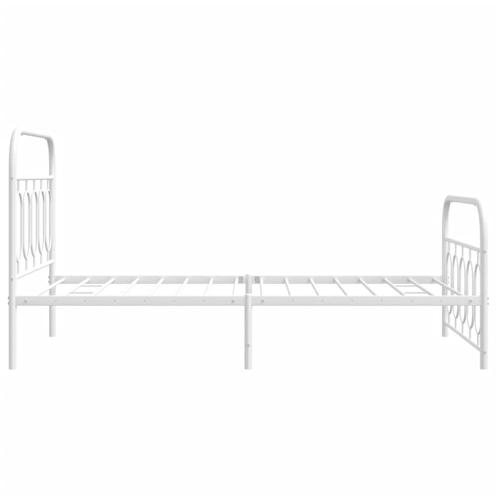 Estrutura de cama com cabeceira e pés 100x190 cm metal branco