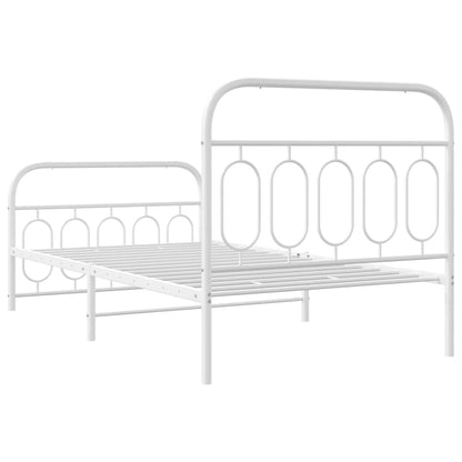 Estrutura de cama com cabeceira e pés 100x190 cm metal branco