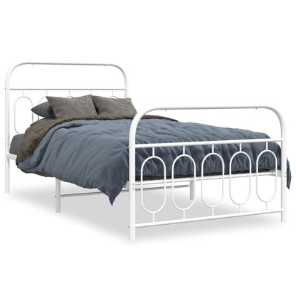 Estrutura de cama com cabeceira e pés 100x190 cm metal branco