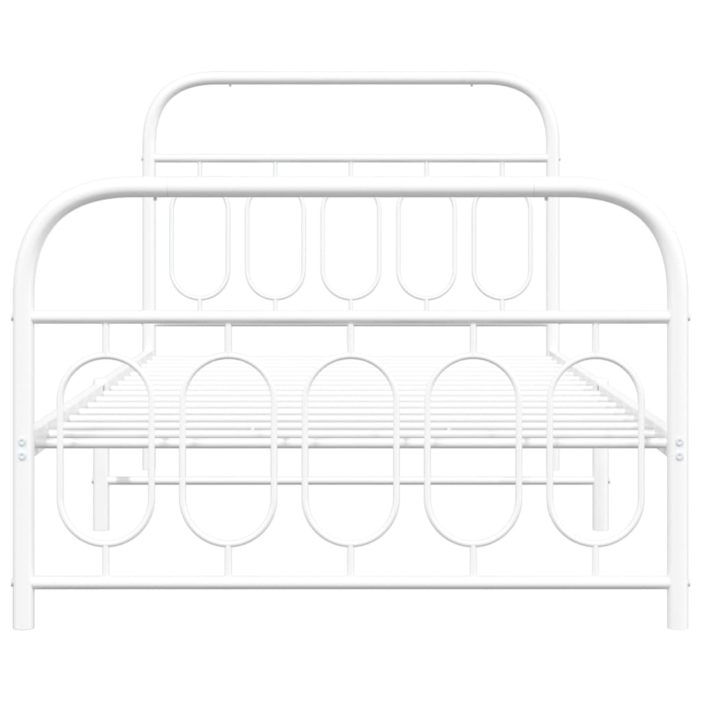 Estrutura de cama com cabeceira e pés 107x203 cm metal branco