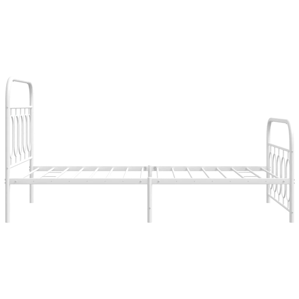 Estrutura de cama com cabeceira e pés 107x203 cm metal branco