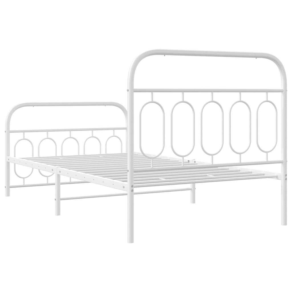 Estrutura de cama com cabeceira e pés 107x203 cm metal branco