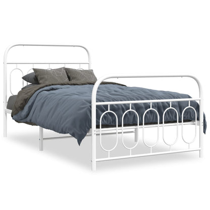 Estrutura de cama com cabeceira e pés 107x203 cm metal branco