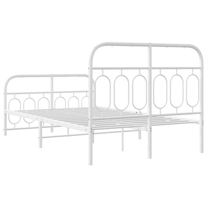 Estrutura de cama com cabeceira e pés 120x200 cm metal branco