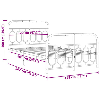 Estrutura de cama com cabeceira e pés 120x200 cm metal branco