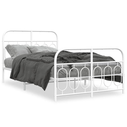 Estrutura de cama com cabeceira e pés 120x200 cm metal branco