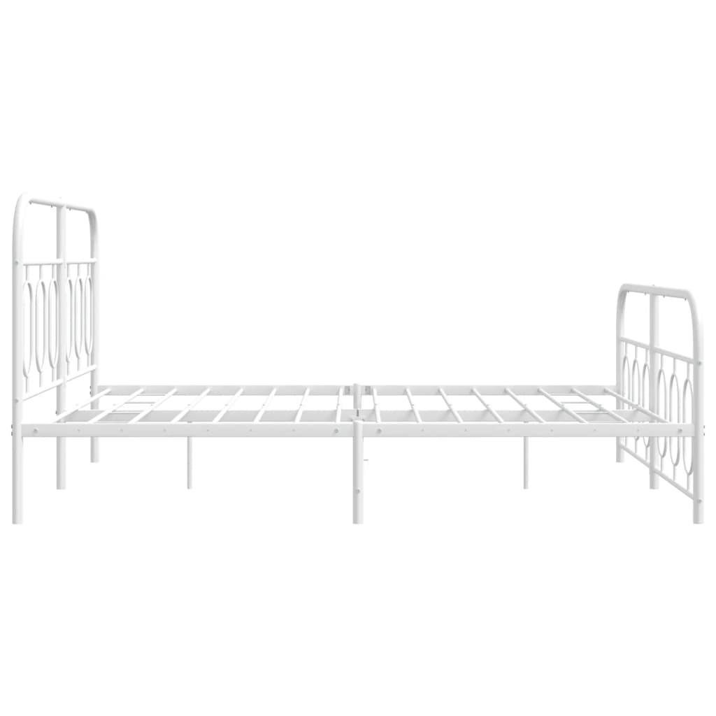 Estrutura de cama com cabeceira e pés 140x190 cm metal branco