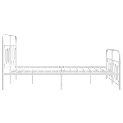 Estrutura de cama com cabeceira e pés 140x190 cm metal branco