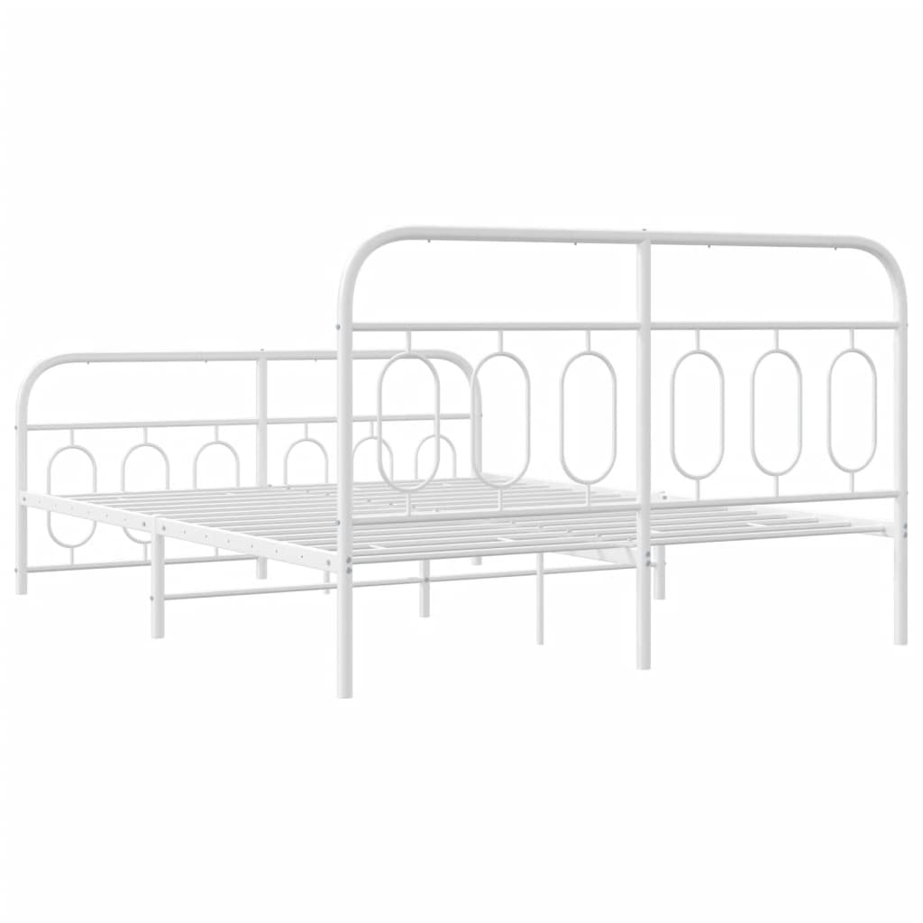 Estrutura de cama com cabeceira e pés 140x190 cm metal branco