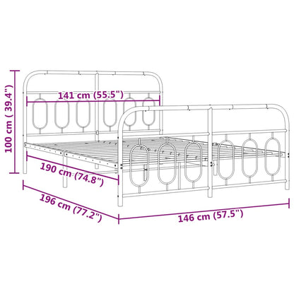 Estrutura de cama com cabeceira e pés 140x190 cm metal branco