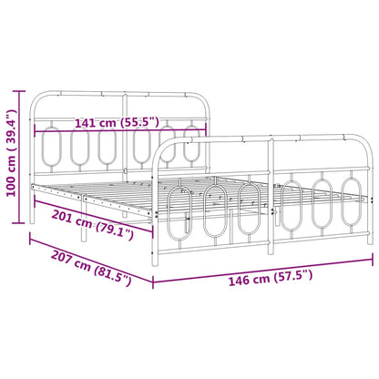 Estrutura de cama com cabeceira e pés 140x200 cm metal branco