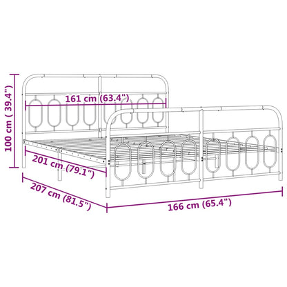 Estrutura de cama com cabeceira e pés 160x200 cm metal branco