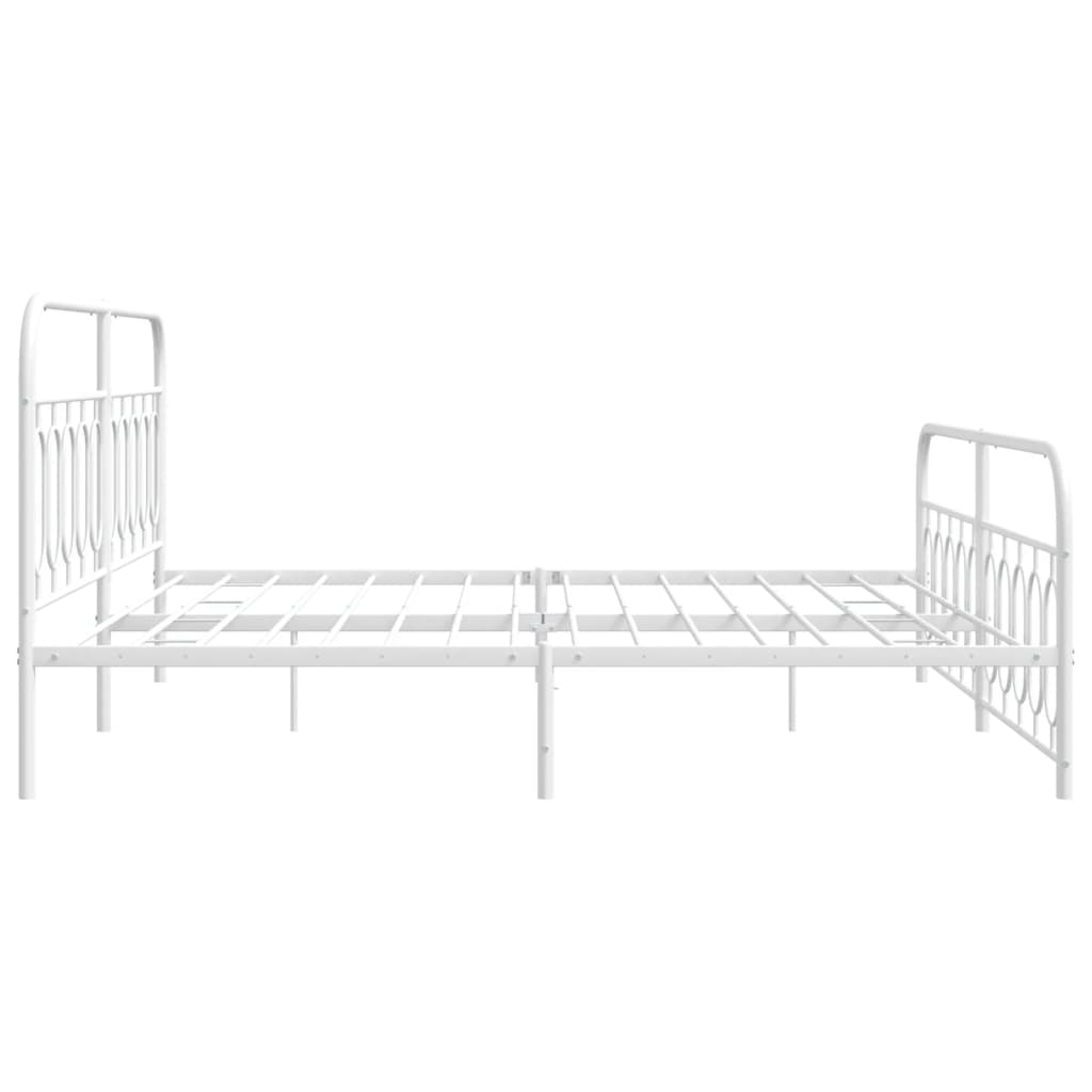 Estrutura de cama com cabeceira e pés 200x200 cm metal branco