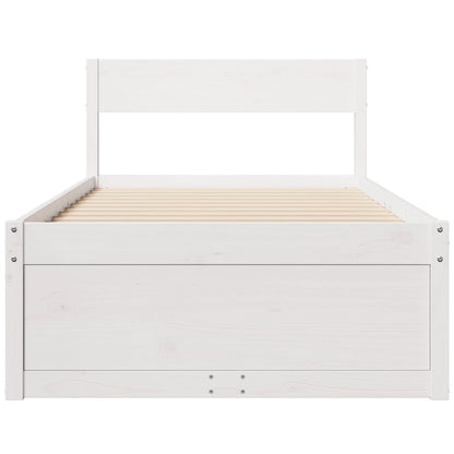 Estrutura de cama com gavetas 90x190 cm pinho maciço branco