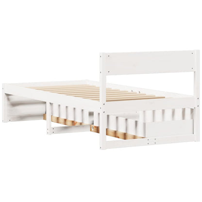 Estrutura de cama com gavetas 90x190 cm pinho maciço branco