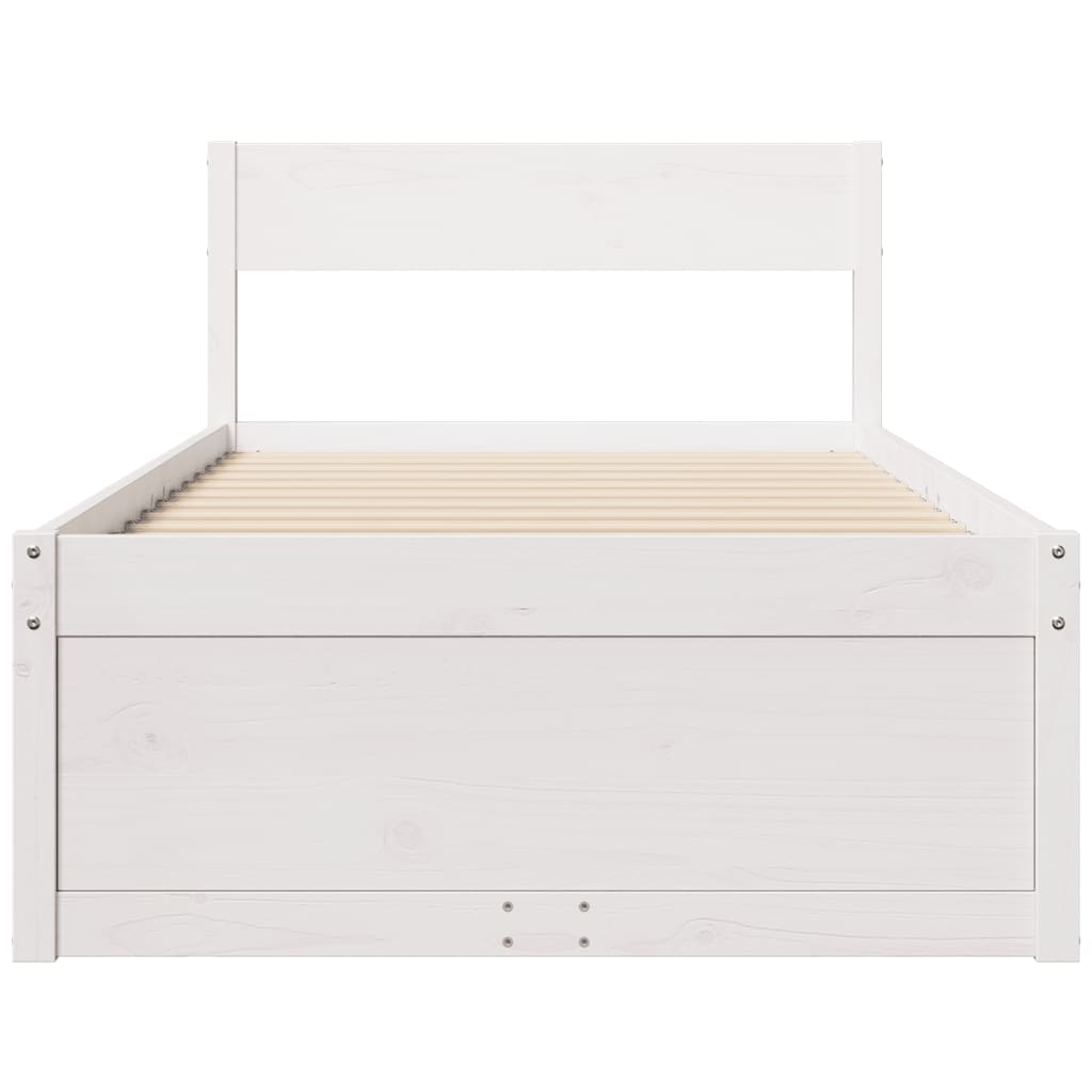 Estrutura de cama com gavetas 75x190 cm pinho maciço branco