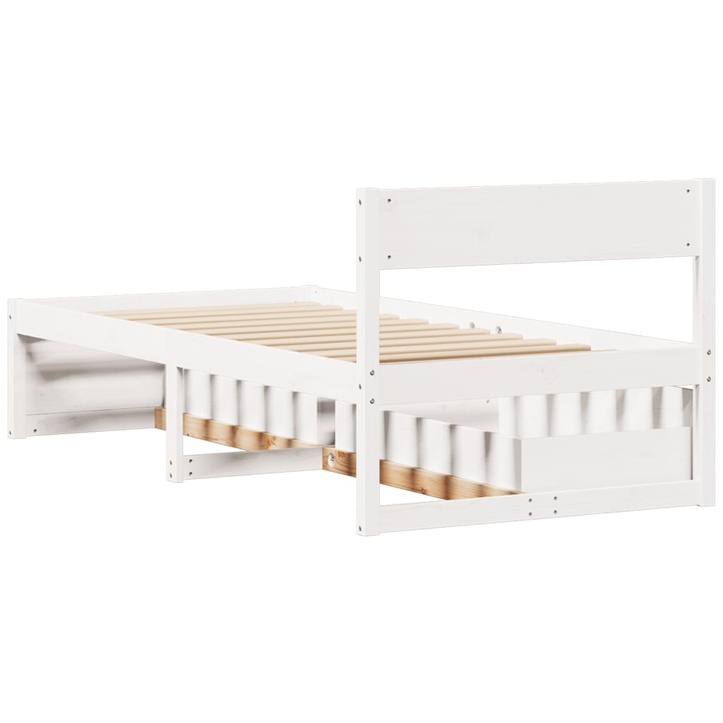 Estrutura de cama com gavetas 75x190 cm pinho maciço branco