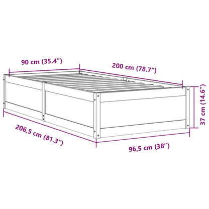 Estrutura de cama 90x200 cm madeira de pinho maciça