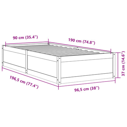 Estrutura de cama 90x190 cm madeira de pinho maciça branco