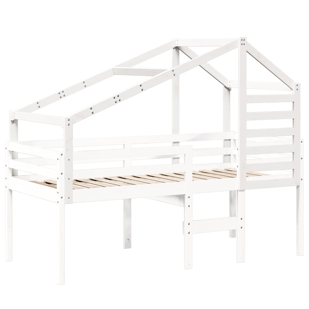 Telhado de cama infantil 198x87x113 cm pinho maciço branco