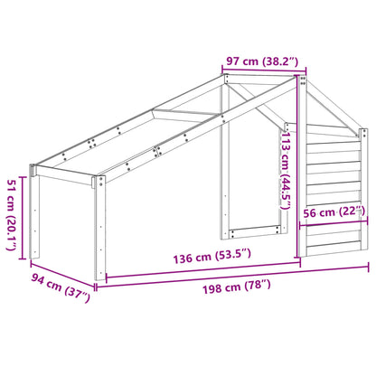 Telhado de cama infantil 198x97x113cm pinho maciço castanho-mel