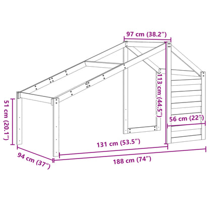 Telhado de cama infantil 188x97x113cm pinho maciço castanho-mel