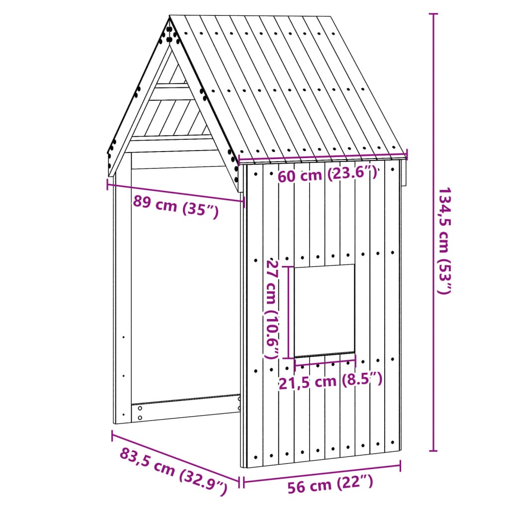 Telhado de cama infantil 60x89x134,5 cm pinho maciço branco