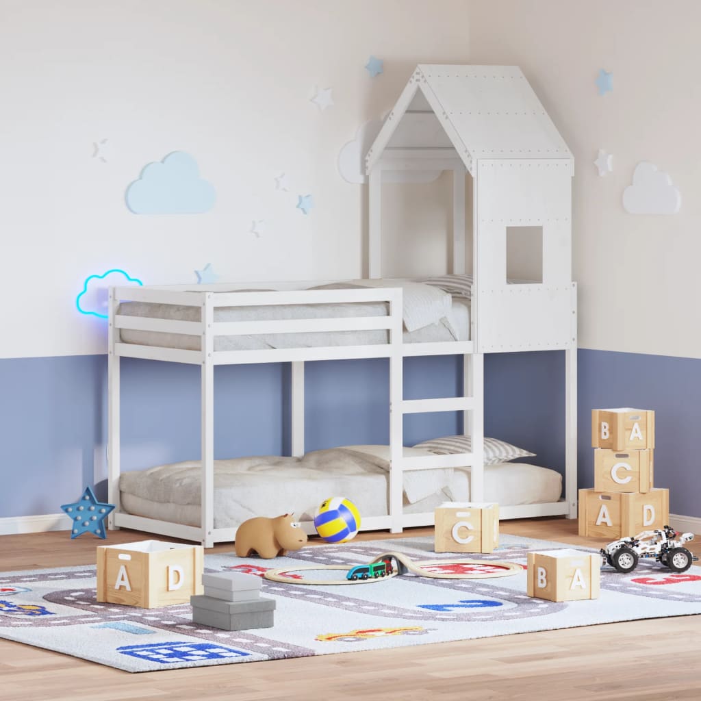 Telhado de cama infantil 60x89x134,5 cm pinho maciço branco