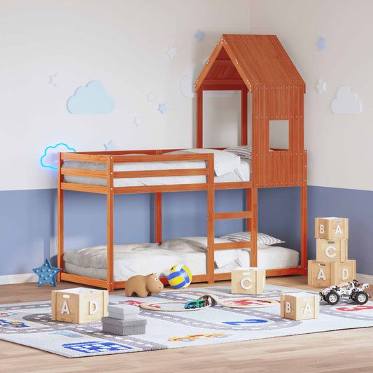 Telhado cama infantil 60x89x134,5 cm pinho maciço castanho-mel