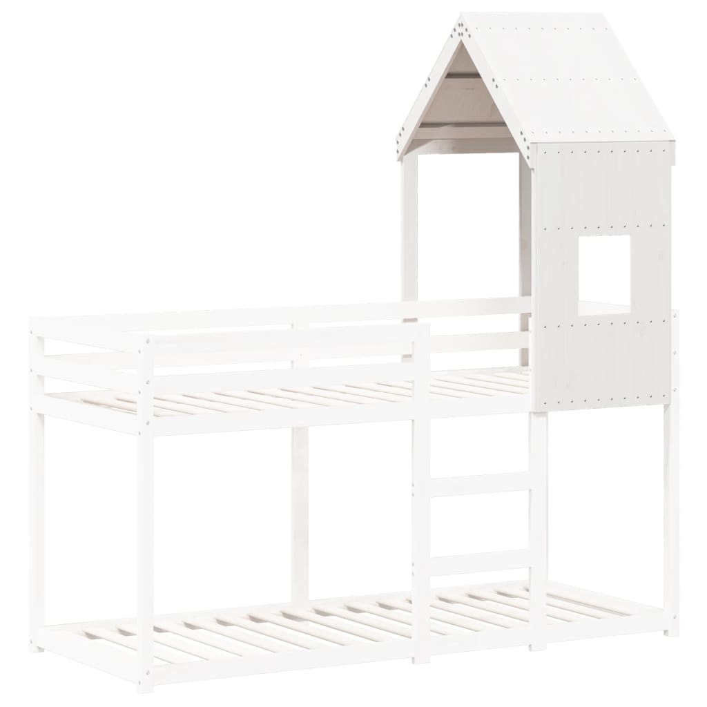 Telhado de cama infantil 60x99x139,5 cm pinho maciço branco