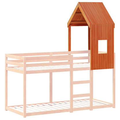 Telhado cama infantil 60x99x139,5 cm pinho maciço castanho-mel