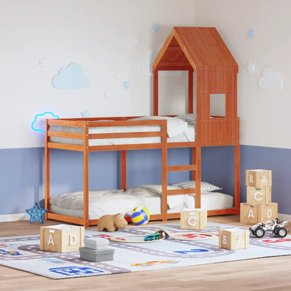 Telhado cama infantil 60x99x139,5 cm pinho maciço castanho-mel