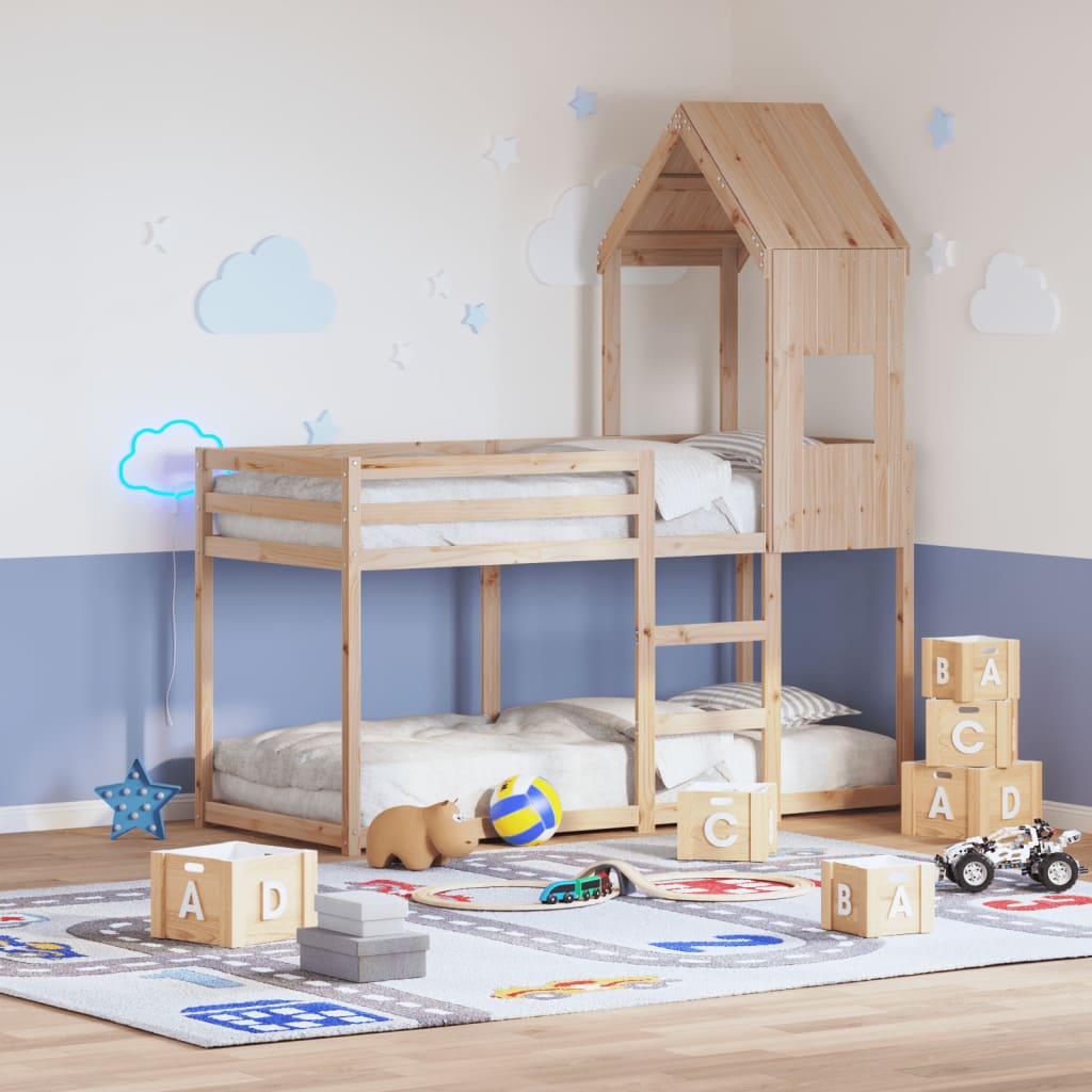 Telhado de cama infantil 55x99x139,5 cm madeira de pinho maciça