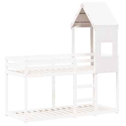 Telhado de cama infantil 55x99x139,5 cm pinho maciço branco