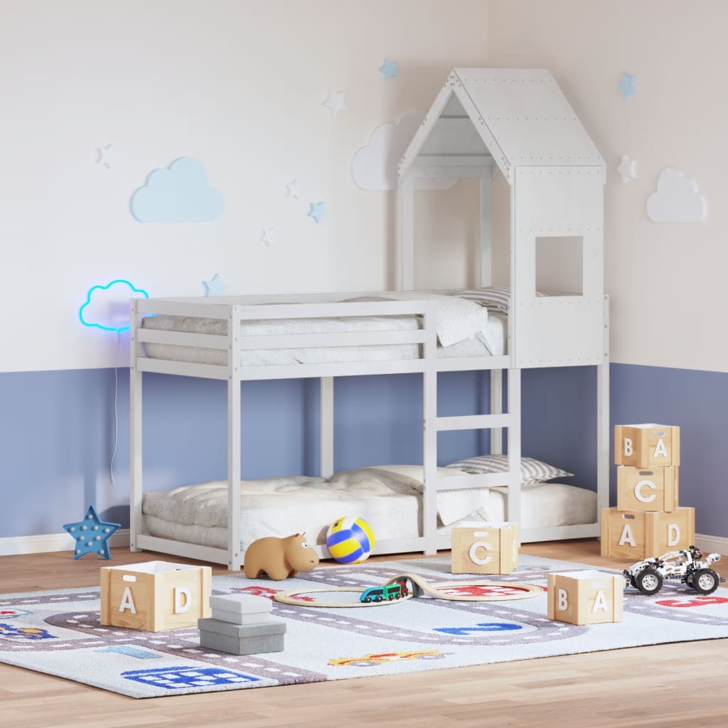 Telhado de cama infantil 55x99x139,5 cm pinho maciço branco